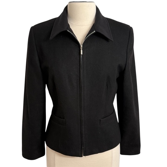Sag Harbor Jackets & Blazers - Sag Harbor Petite Women's Long Sleeve, Front Zipper Closure Blazer Jacket, Black